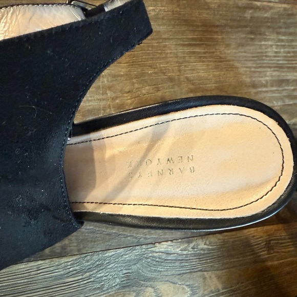 Black Suede Open Toe Slingback Bootie| Barneys of New York Luxury Heels - Picture 7 of 7